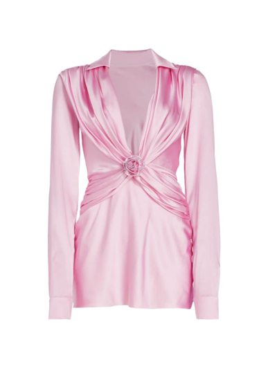 Shop Mach & Mach Women's Antoinette Gathered Silk Minidress In Pink