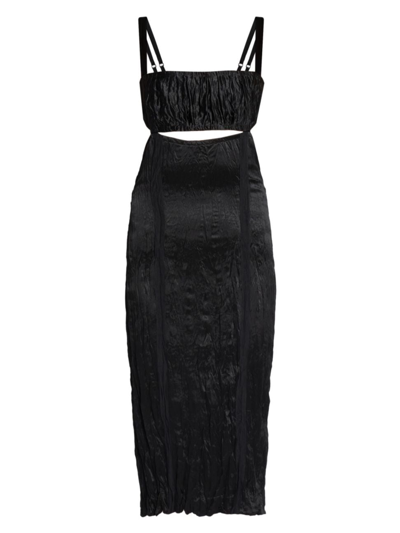 Shop Acne Studios Women's Dulce Cut-out Crinkle Satin Midi-dress In Black