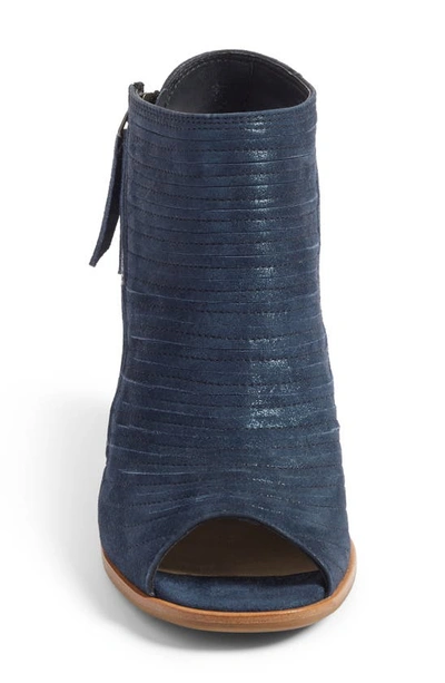 Shop Paul Green Cayanne Peep Toe Sandal In Ocean Metallic Nubuck Leather