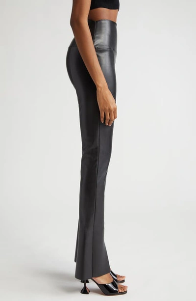Shop Norma Kamali Spat Slit Front Faux Leather Pants In Black