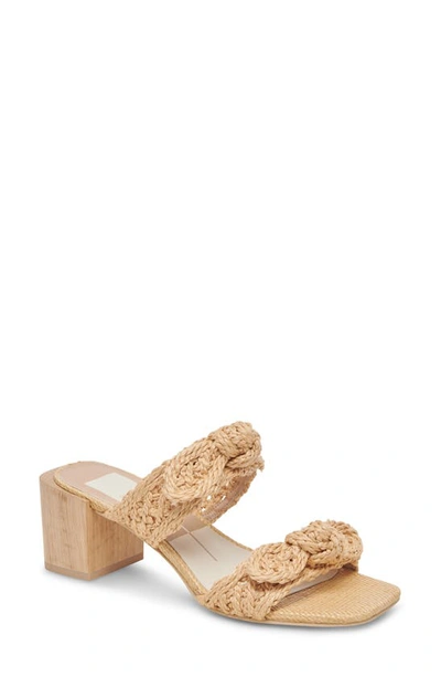 Shop Dolce Vita Zemmie Block Heel Slide Sandal In Light Natural Raffia
