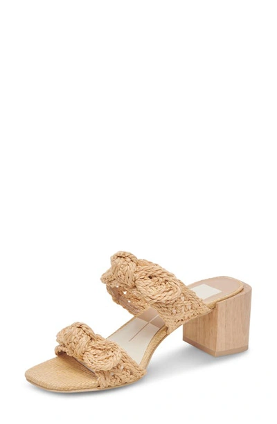 Shop Dolce Vita Zemmie Block Heel Slide Sandal In Light Natural Raffia