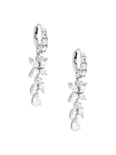 Shop Adriana Orsini Women's Versailles Rhodium-plated & Cubic Zirconia Floral Drop Earrings In Silver