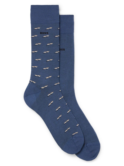 Shop Hugo Boss Men's Two-pack Of Socks In A Cotton Blend In Light Blue