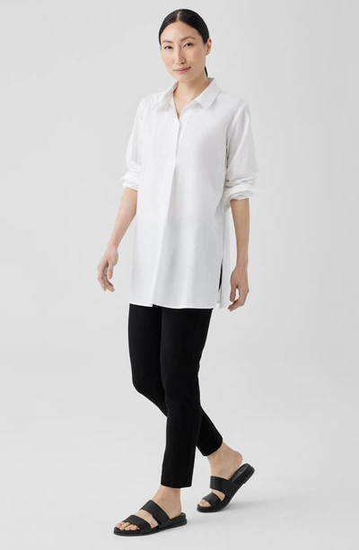 Shop Eileen Fisher Classic Collar Organic Cotton Button-up Tunic In White