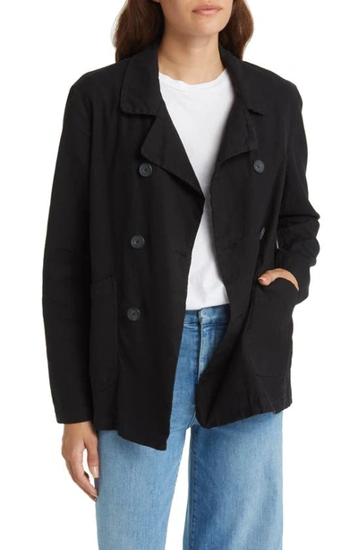 Shop Frank & Eileen Double Breasted Cotton Blend Peacoat In Black