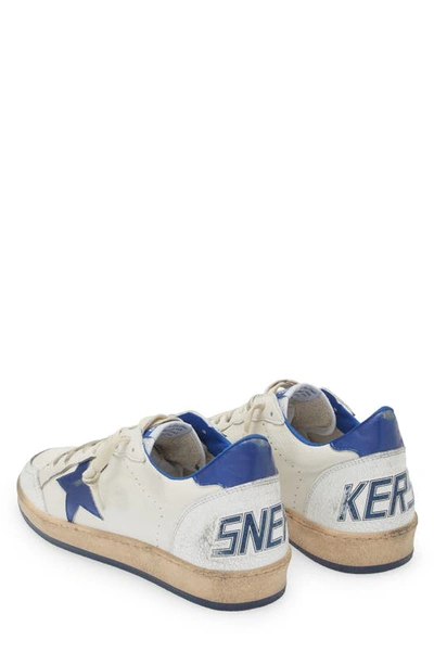 Golden Goose Ball Star Sneakers In White Nappa Leather With Light Blue Laminated Leather Star And Heel Tab In White/ Bluette