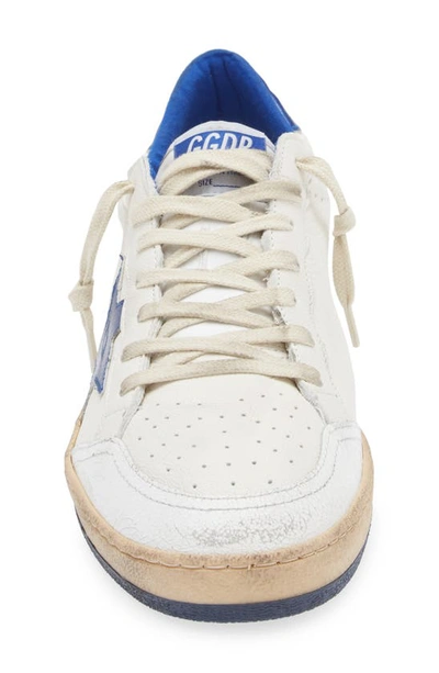 Golden Goose Ball Star Sneakers In White Nappa Leather With Light Blue Laminated Leather Star And Heel Tab In White/ Bluette