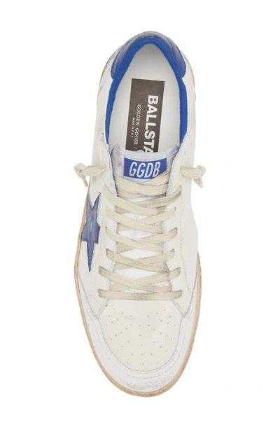 Golden Goose Ball Star Sneakers In White Nappa Leather With Light Blue Laminated Leather Star And Heel Tab In White/ Bluette