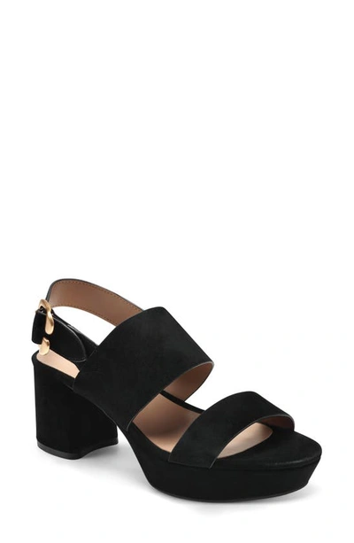 Shop Aerosoles Camera Platform Sandal In Black Suede