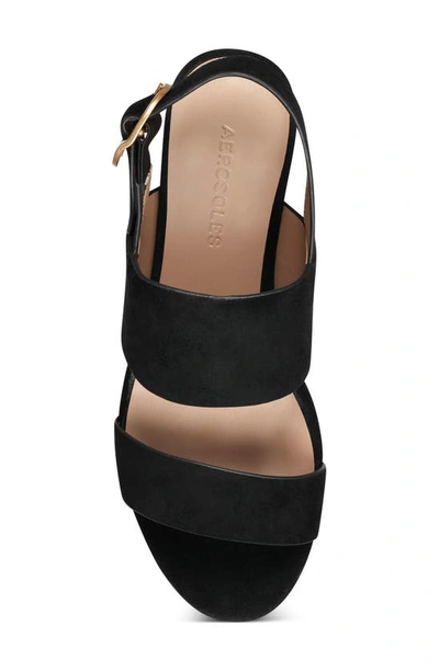 Aerosoles Women's Carimma Leather Platform Heel Sandal In Black Suede