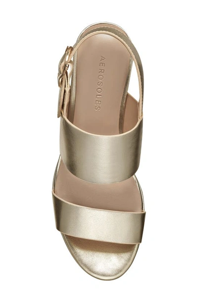 Aerosoles Camera Platform Sandal In Gold Metallic Leather