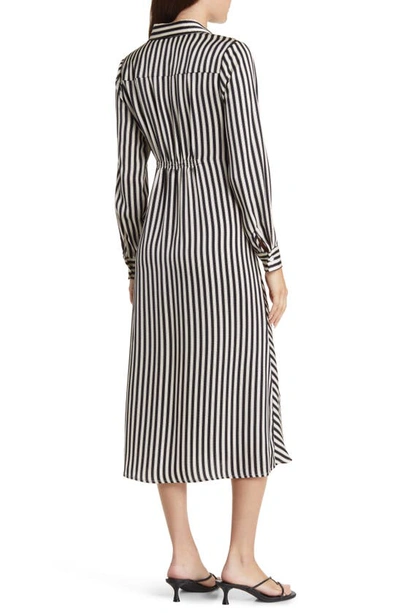 Shop Zoe And Claire Side Knot Stripe Shirtdress In Black/ White