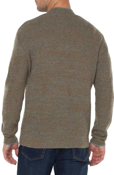 Shop Liverpool Los Angeles Button Mock Neck Marled Sweater In Caramel Multi