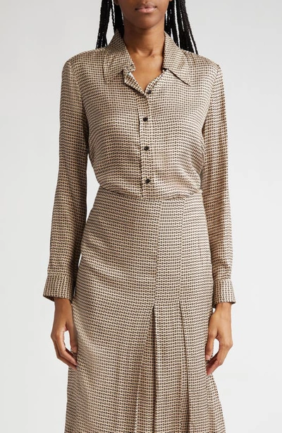 Shop Judith & Charles Ronel Print Button-up Shirt In Camel Print