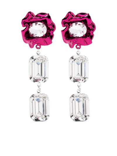 Shop Sterling King Sterling Silver Ada Crystal Drop Earrings In Pink