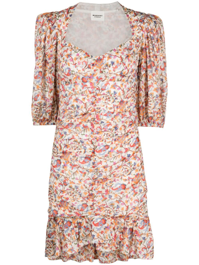 Shop Marant Etoile Lunesa Floral-print Cotton Dress - Women's - Cotton/polyester In Orange