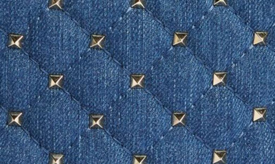 Valentino Rockstud Small Quilted Denim Hobo Bag In 849 Light Denim