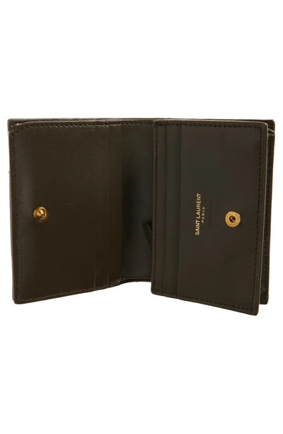 Saint Laurent Matelassé Leather Card Case In Light Musk