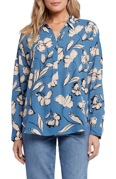 Shop Nydj Becky Recycled Polyester Georgette Blouse In La Grande