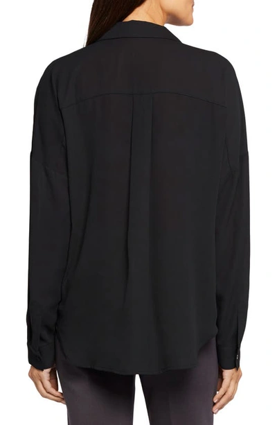 Shop Nydj Becky Recycled Polyester Georgette Blouse In Black