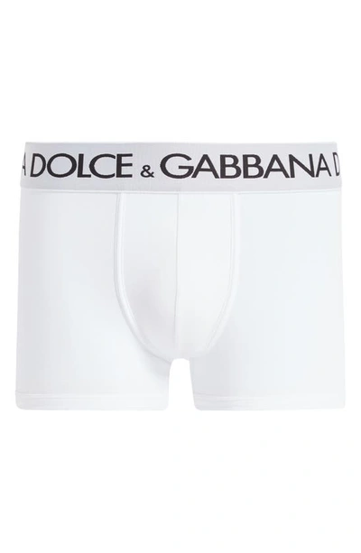 Shop Dolce & Gabbana Dolce&gabbana Cotton Stretch Jersey Boxer Briefs In White