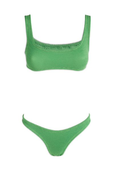 Shop Reina Olga Ginny Scrunch Sleeveless Bikini Set In Green