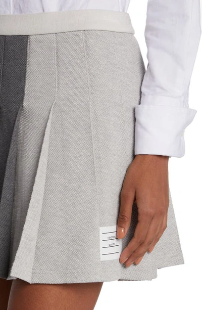 Shop Thom Browne Fun Mix Pleated Cotton Miniskirt In Tonal Grey