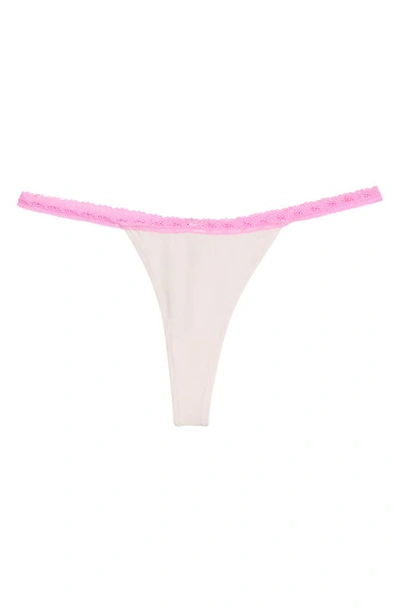 Shop Free People Intimately Fp Lace Trim Thong In Crystal Pink