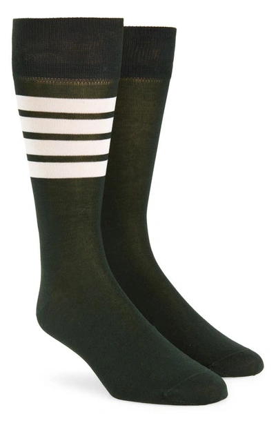 Shop Thom Browne Stripe Crew Socks In Dark Green