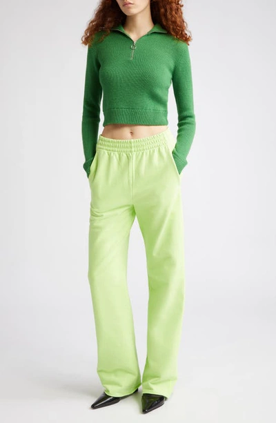 Shop Acne Studios Kroy Sporty Retro Wool Blend Sweater In Green