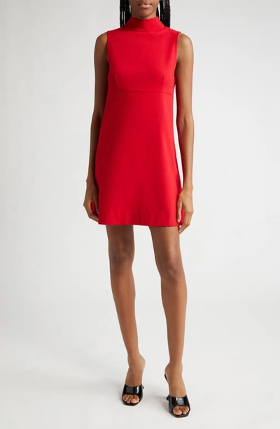 Shop Staud Quant Mock Neck Shift Dress In Ruby