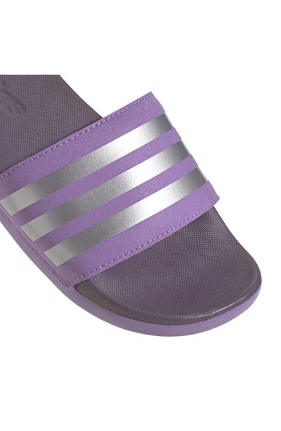 Shop Adidas Originals Kids' Adilette Comfort Slide Sandal In Violet Fusion/ Matte Silver