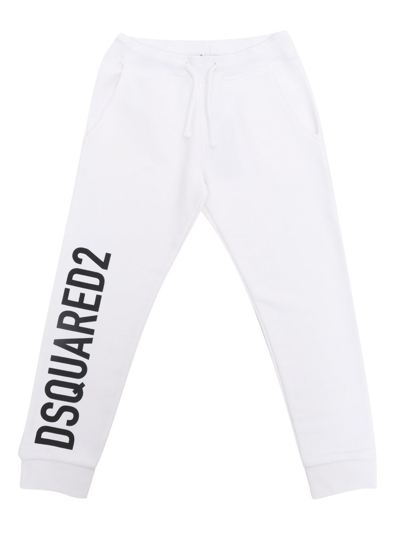 Shop Dsquared2 Kids Logo Printed Drawstring Pants In White