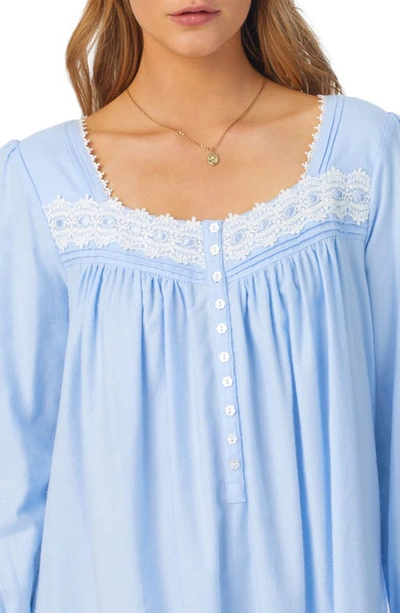 Shop Eileen West Long Sleeve Flannel Ballet Nightgown In Blue