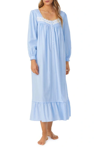 Shop Eileen West Long Sleeve Flannel Ballet Nightgown In Blue