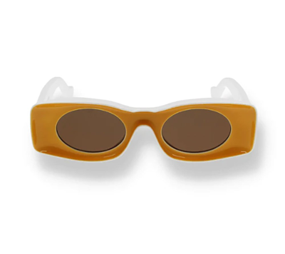Shop Loewe Rectangular Frame Sunglasses In Yellow