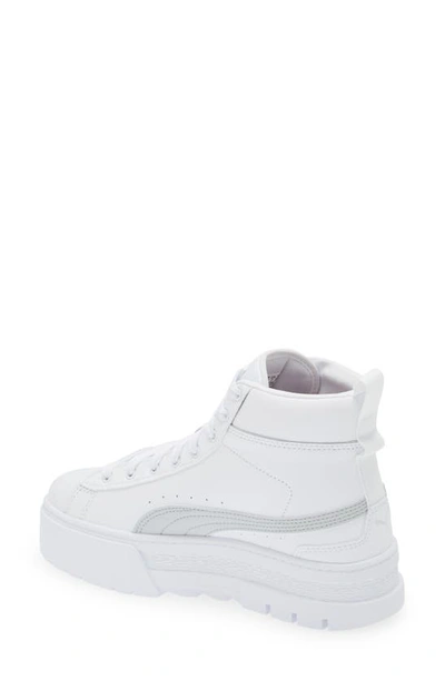 Shop Puma Mayze Mid Sneaker In  White-ash Gray