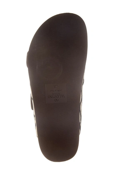 Shop Valentino Vlogo Toile Iconographe Slide Sandal In Natural/ Brown