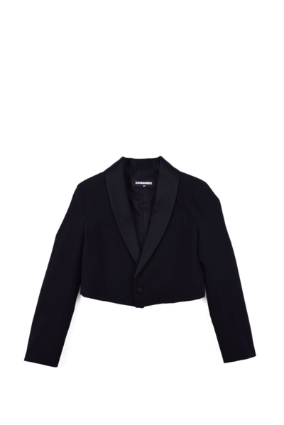 Shop Dsquared2 Kids Buttoned Cropped Blazer In Black