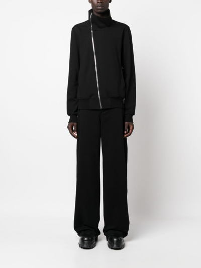 Rick Owens Asymmetric Zip Organic Cotton Jacket In Black
