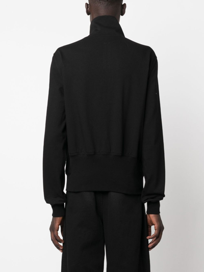 Rick Owens Asymmetric Zip Organic Cotton Jacket In Black