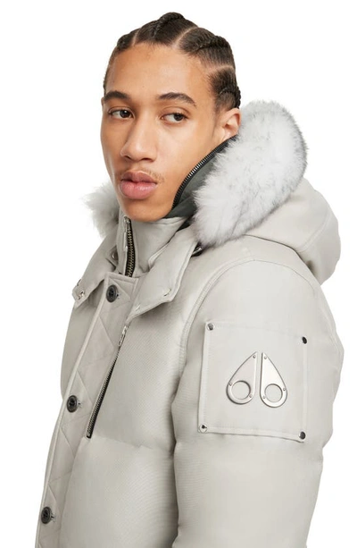 Shop Moose Knuckles 3q Down Jacket In Storm Grey W/ Nat Shearling