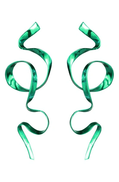 Shop Sterling King Allegro Ribbon Drop Earrings In Emerald