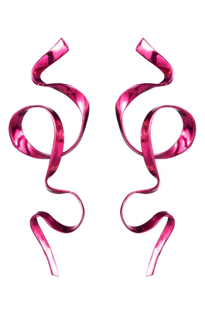 Shop Sterling King Allegro Ribbon Drop Earrings In Fuchsia