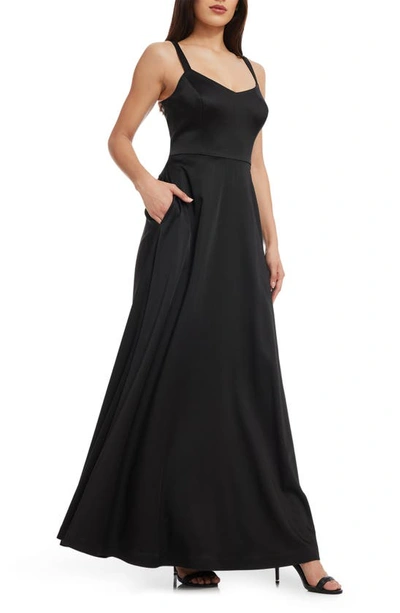 Shop Dress The Population Nina Fit & Flare Gown In Black