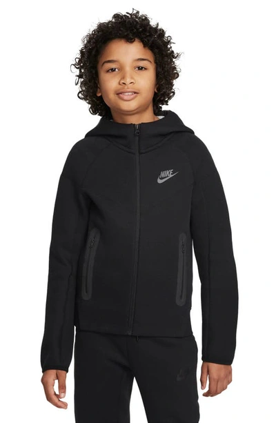 Shop Nike Kids' Tech Fleece Full Zip Hoodie In Black/ Black/ Black
