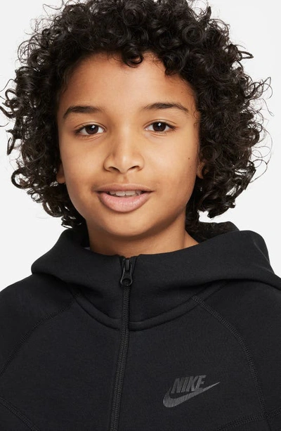 Shop Nike Kids' Tech Fleece Full Zip Hoodie In Black/ Black/ Black