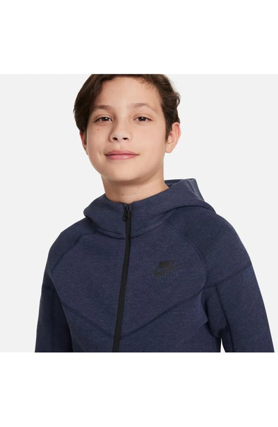 Shop Nike Kids' Tech Fleece Full Zip Hoodie In Obsidian Heather/ Black