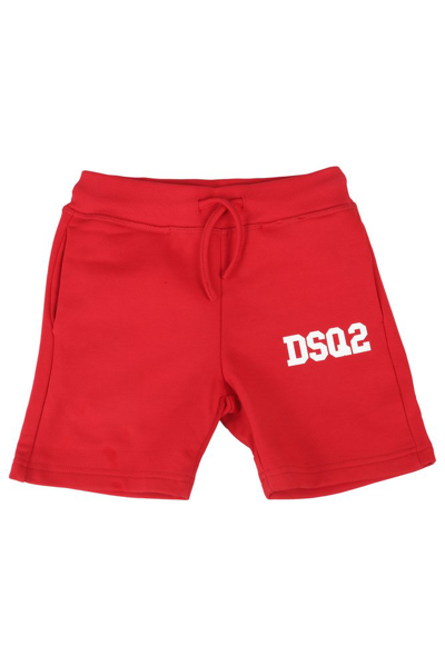 Shop Dsquared2 Kids Logo Printed Bermuda Shorts In Red